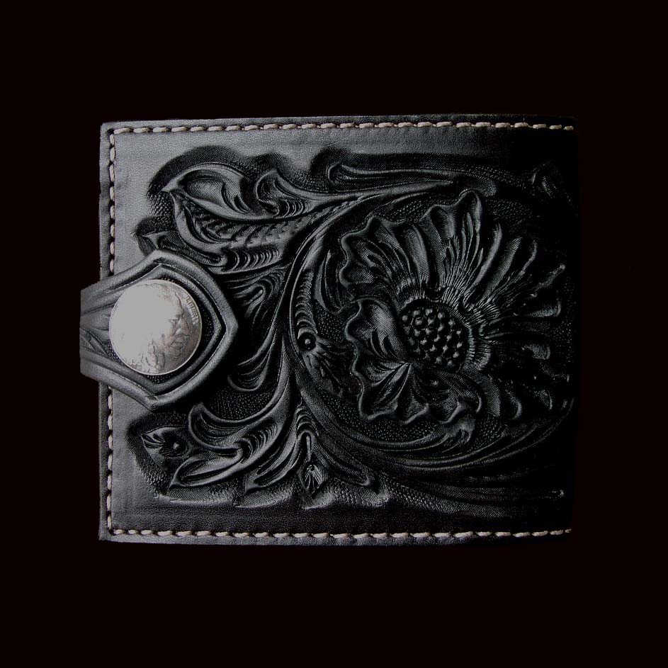 画像1: ファニー コインヘッド ビルフォード ハンドクラフト・Hand Craft(Black)/Funny Coin Head Billfold