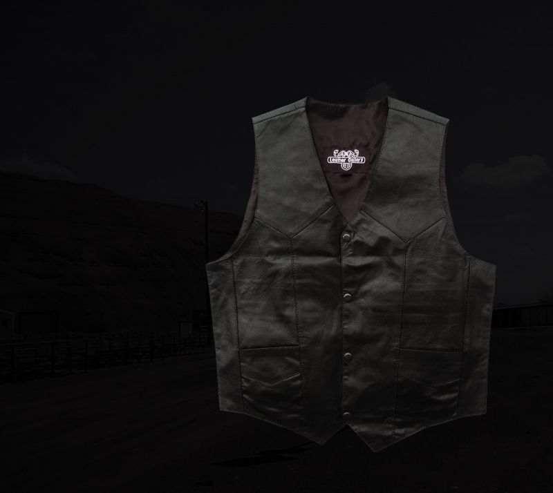 画像: ウエスタン レザー ベスト（ブラック）/Western Leather Vest(Black)
