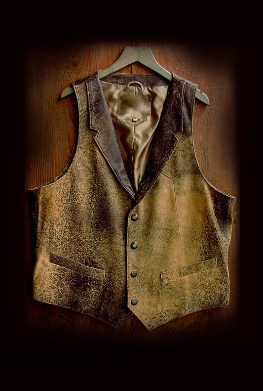 画像: ウエスタン ラムレザーベスト（タン）/Western Lamb Leather Vest(Tan)