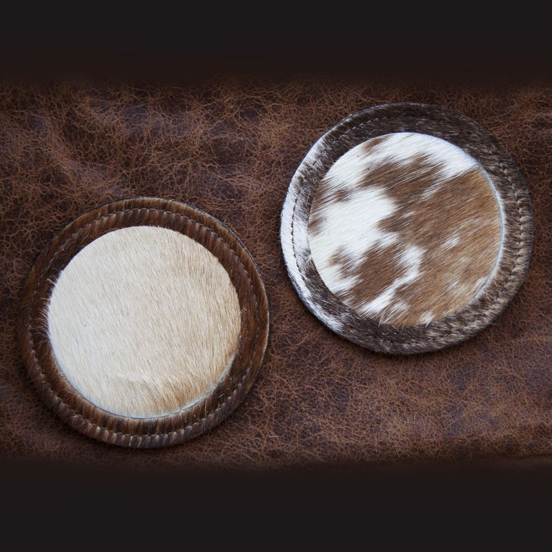 画像: ウエスタン 牛毛皮 コースター（プレーン・スター）/Cowhide Hair-on Coaster