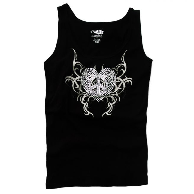 画像1: ローパー ラインストーン ハート タンクトップ（ブラック・レディース）/Roper Tank Top(Black・Women's)