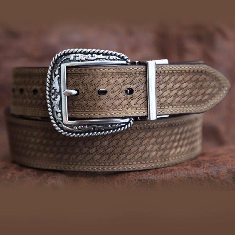 画像: リバーシブル ウエスタン ベルト（ブラウン&ライトブラウン）/Western Leather Belt