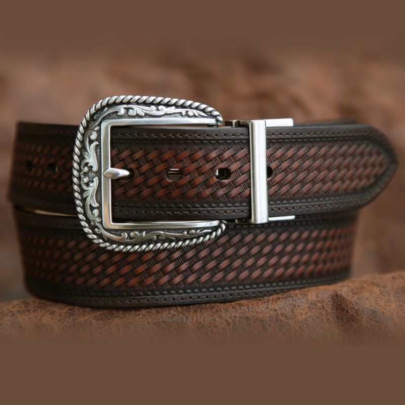 画像: リバーシブル ウエスタン ベルト（ブラウン&ライトブラウン）/Western Leather Belt