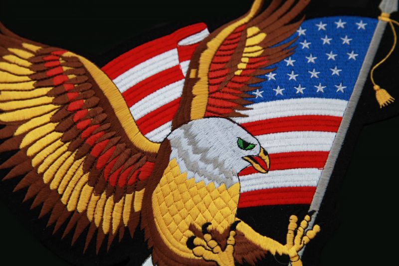 画像: ワッペン ラージサイズ アメリカンイーグル&星条旗 （29cm×34cm）/Patch
