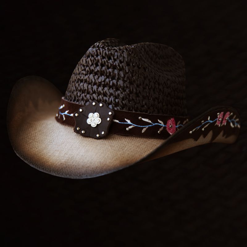 画像1: カウガール ストローハット（ローズ・ピーカン）/Western Straw Hat