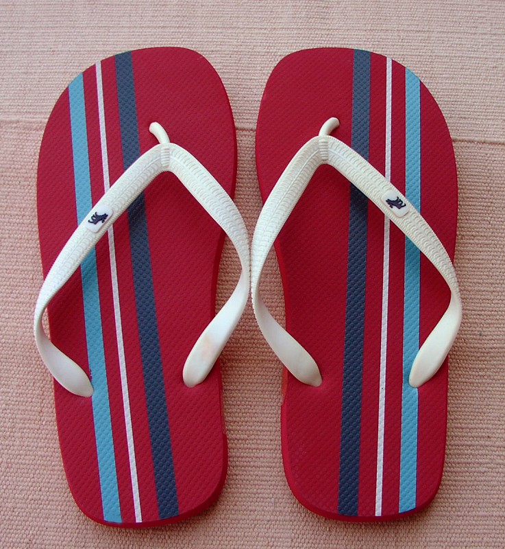 画像: アバクロンビー＆フィッチ ビーチサンダル レッド/ストライプ（メンズ）/Abercrombie&Fitch Flip Flop Red Stripe（Mens)