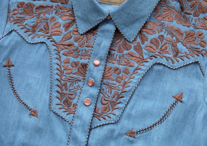 画像: スカリー ウエスタン 刺繍 シャツ（キャップスリーブ/ライトブルー）/Scully Western Shirt(Women's)