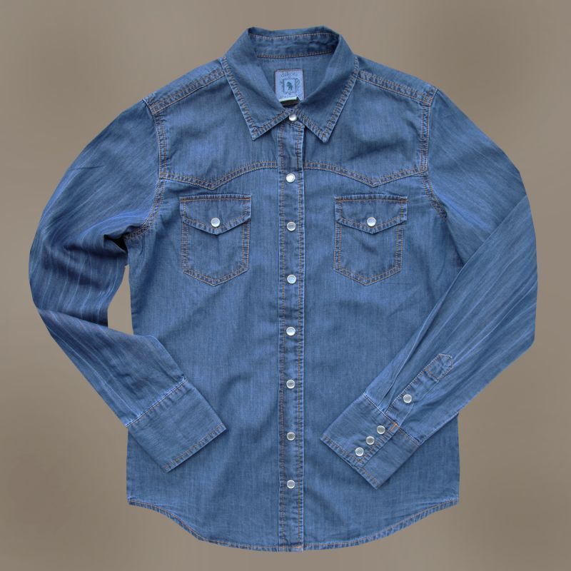 画像1: ウエスタン ジーンズシャツ デニム（長袖）/Long Sleeve Western Denim Shirt(Women's)