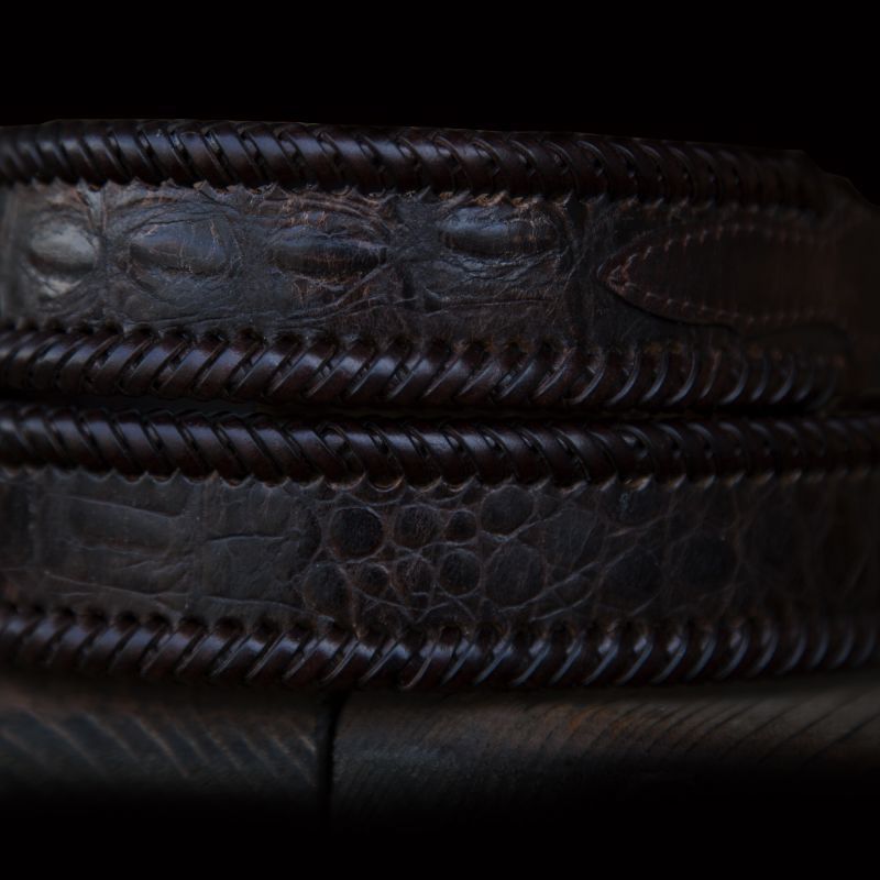 画像: 3ピース レザートリム ウエスタン レザー ベルト（ブラウン）/Leather Belt(Brown)
