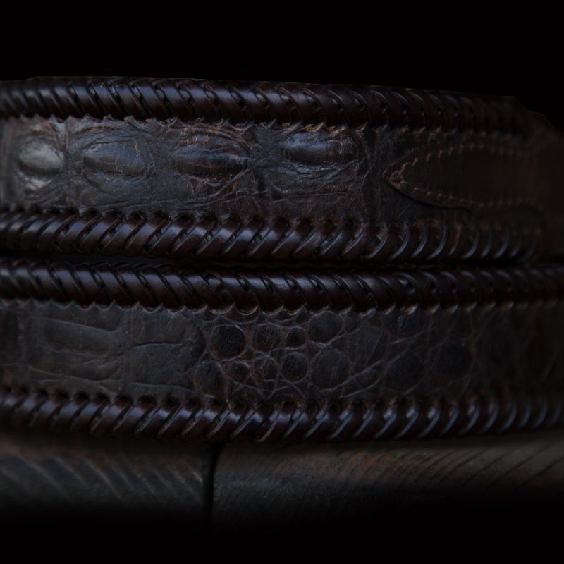 画像: 3ピース レザートリム ウエスタン レザー ベルト（ブラウン）/Leather Belt(Brown)