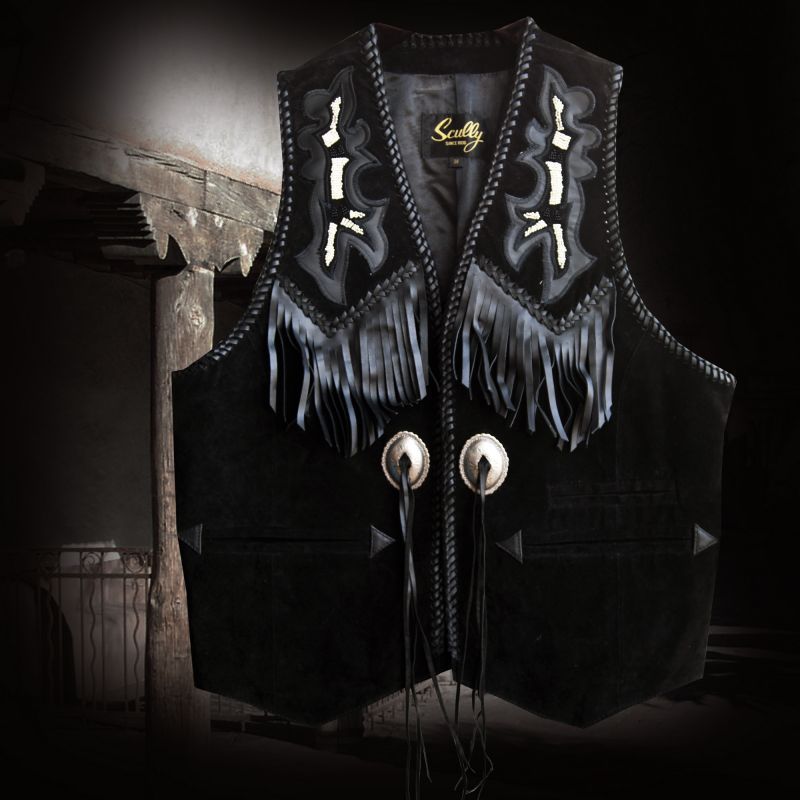 画像: スカリー ウエスタン レザー フリンジ ベスト（ブラック）/Scully Western Leather Fringe Vest