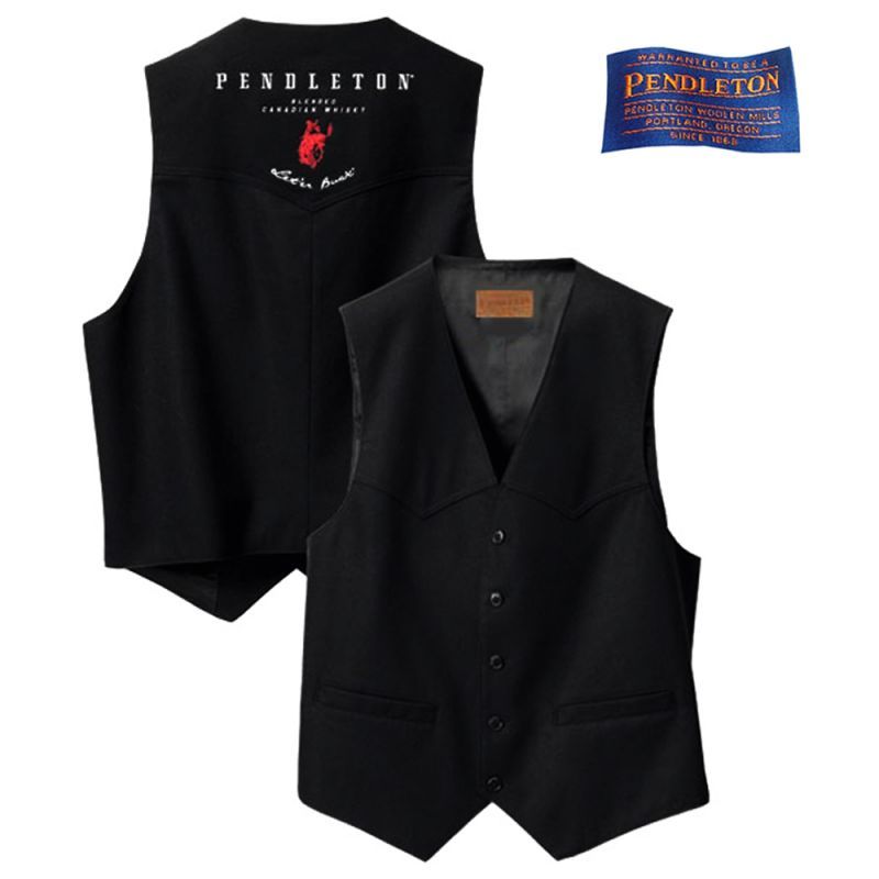 画像1: ペンドルトン ラウンドアップ ウール ウエスタン ベスト（ブラック）S/Pendleton Whisky Logo Wool Vest(Black)