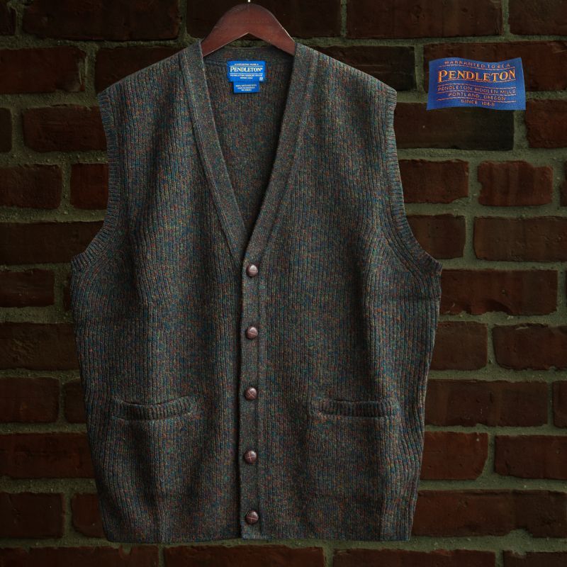 画像1: ペンドルトン シェトランド ウール ベスト（ブルーミックス）/Pendleton Shetland Wool Vest 