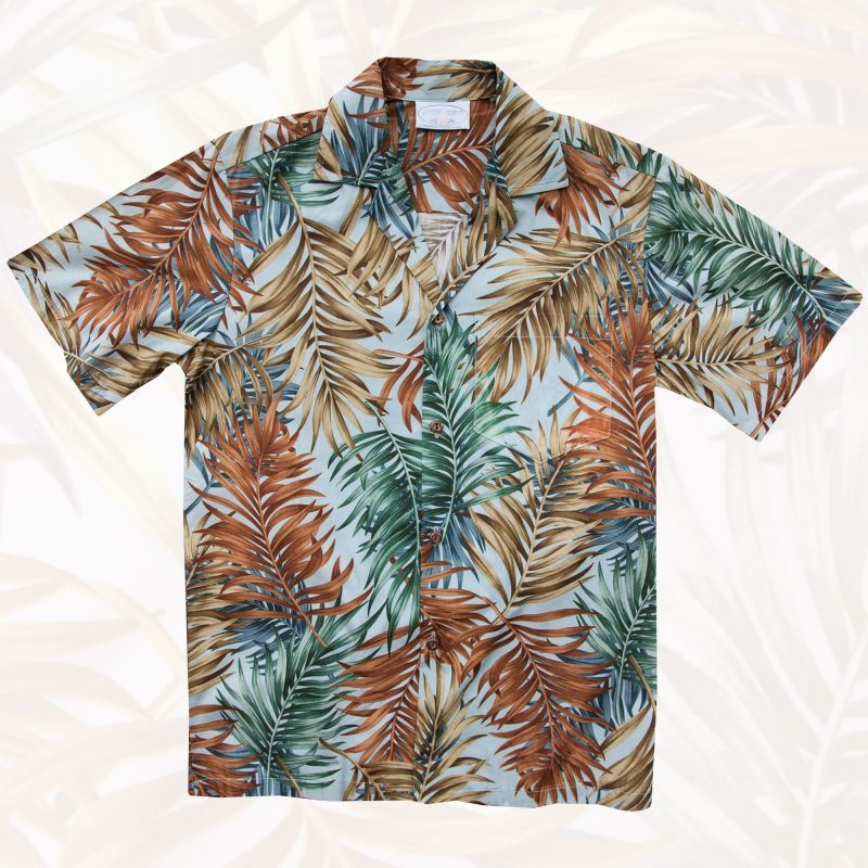 画像1: アロハシャツ パームリーフ（ブルー）/Aloha Shirt
