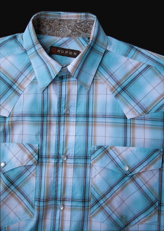 画像: ローパー ウエスタンシャツ（ライトブルー・ブラウン・ホワイト/半袖）/Roper Short Sleeve Western Shirt