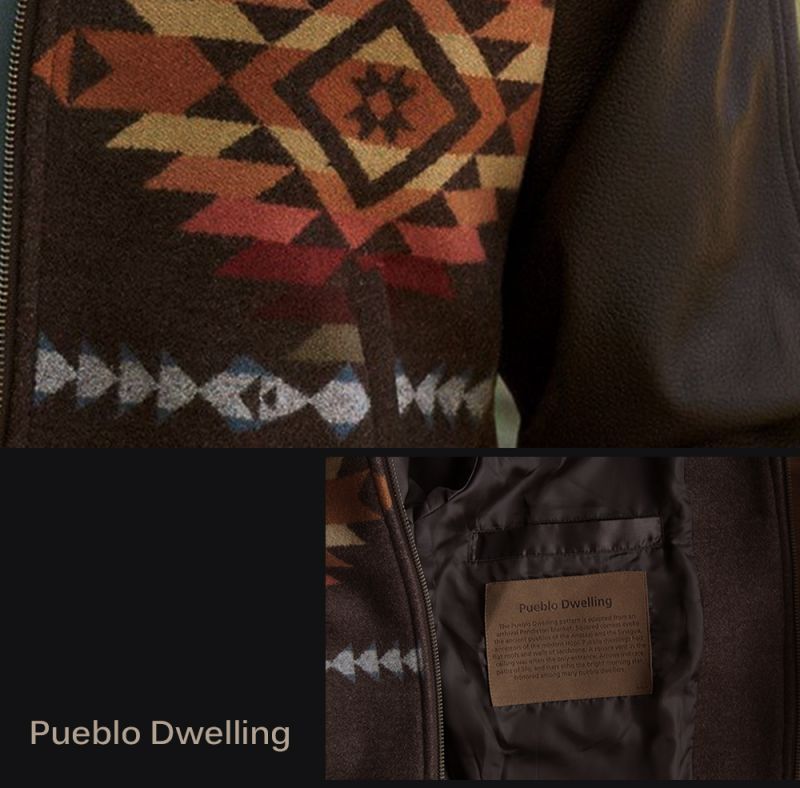 画像: ペンドルトン ウール・レザー ジャケット ブラウン（Pueblo Dwelling）/Pendleton Cassidy Coat