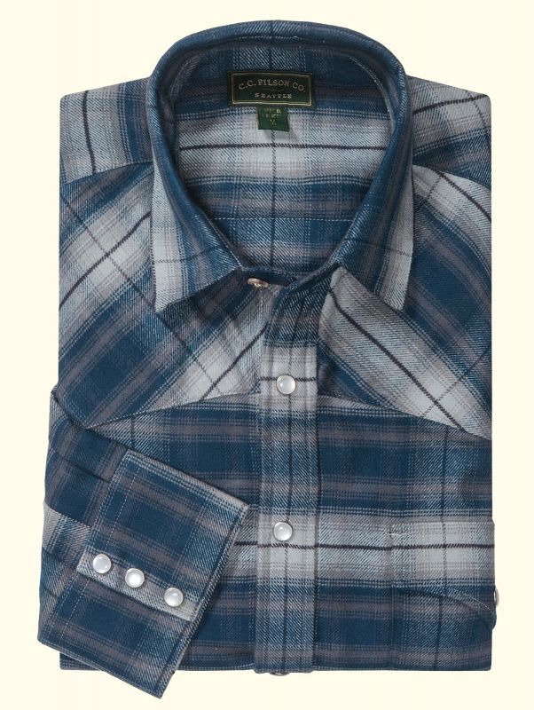 画像: フィルソン 長袖 フランネル ウエスタンシャツ（ブルーマルチ）/Filson Western Shirt