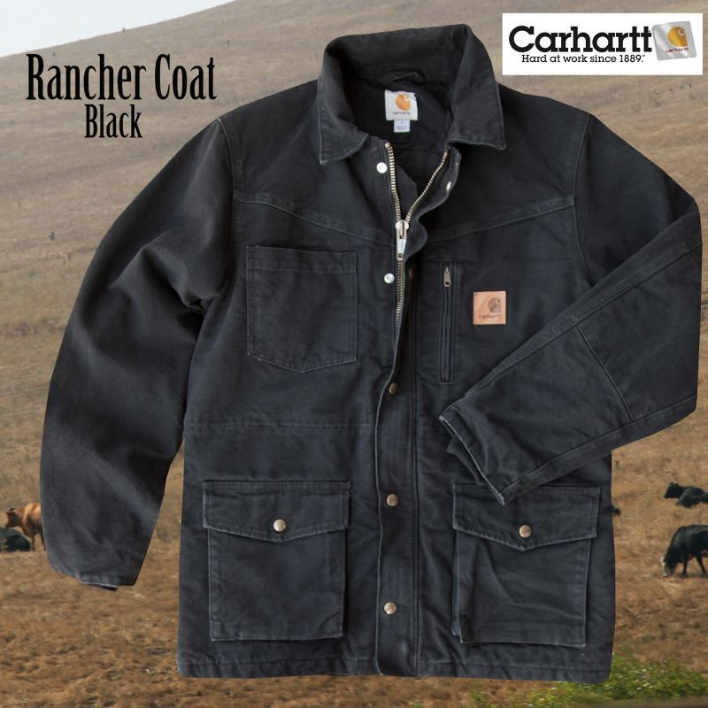 カーハート サンドストーン ランチャーコート ブラックS/Carhartt Sandstone Rancher Coat
