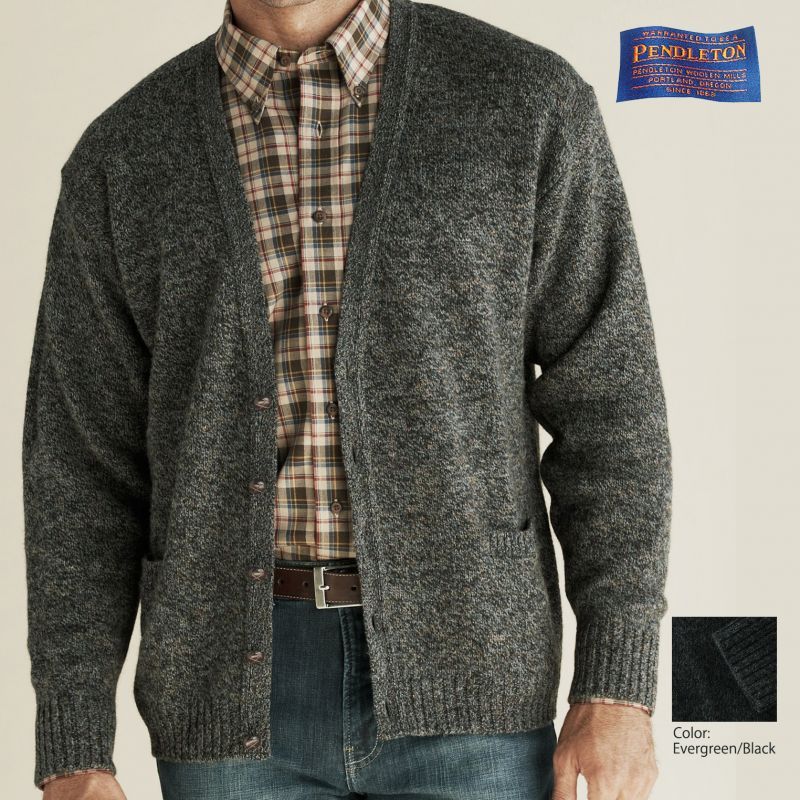 画像1: ペンドルトン シェトランド ウール カーディガン（エバーグリーン・ブラック）S/Pendleton Shetland Wool Cardigan