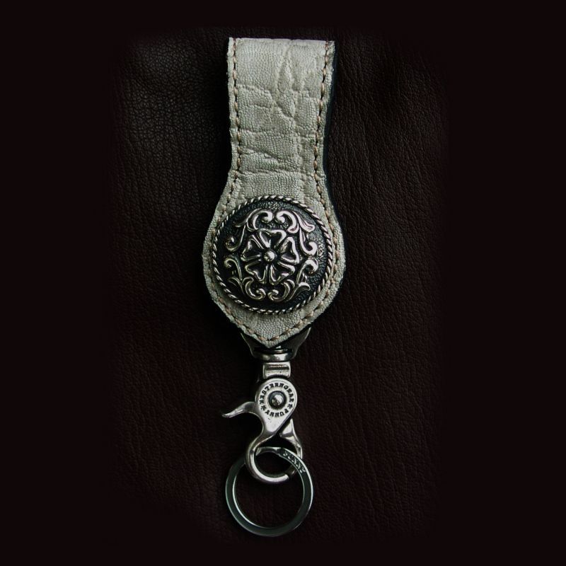 画像1: ファニー エレファント＋925シルバー37mmコンチョ ループキーホルダー（エレファントグレー）/Funny Sterling Silver Concho Loop Key Holder(Elephant/Gray)