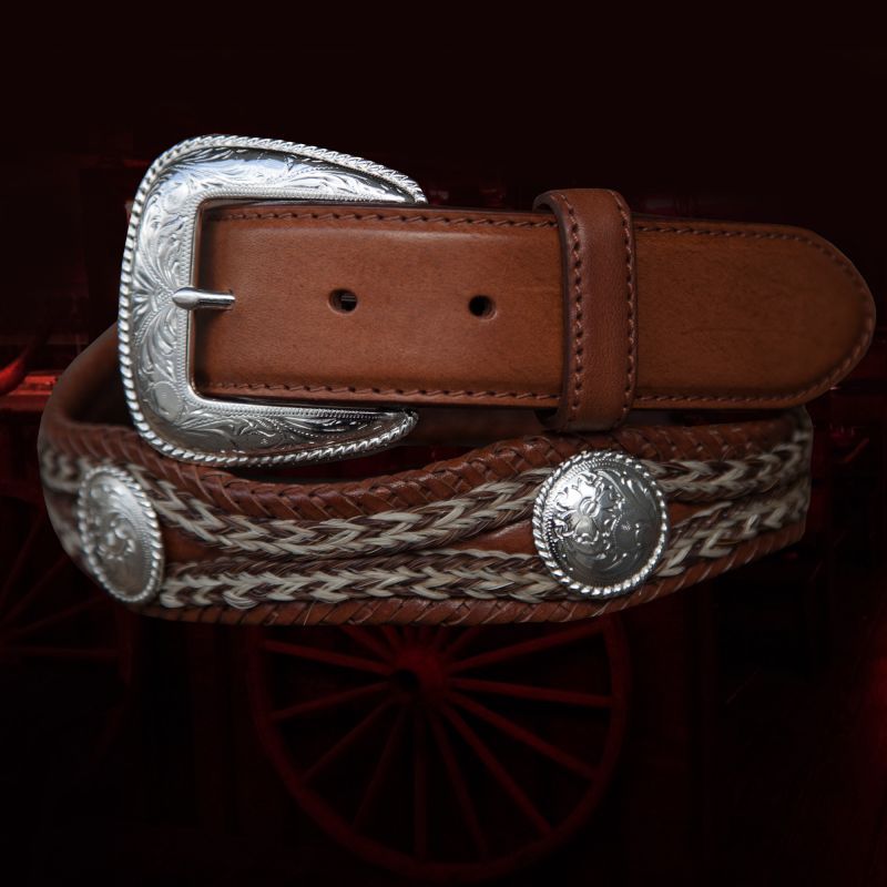 画像: トニーラマ ホースへアー コンチョ ベルト（ブラウン）42/Tony Lama Mustang Scallop Belt(Brown)