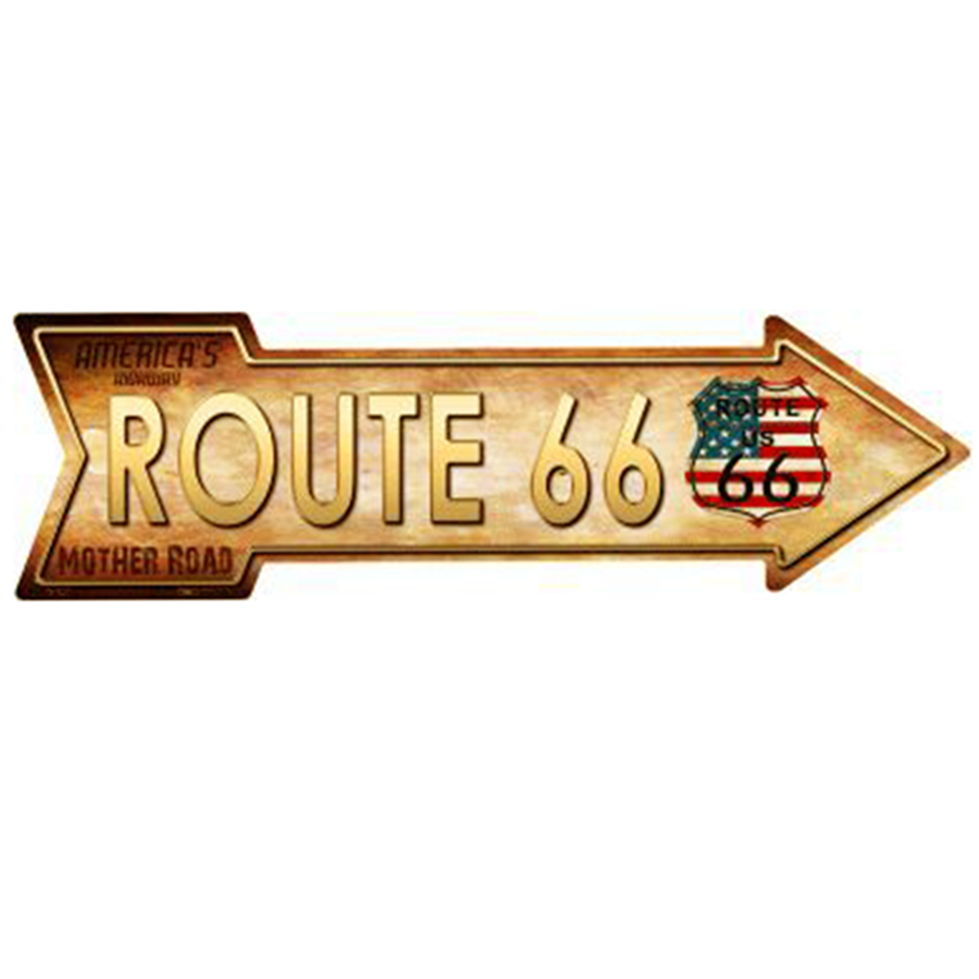 画像1: ルート66 星条旗 アロー メタルサイン/Route 66 Metal Sign