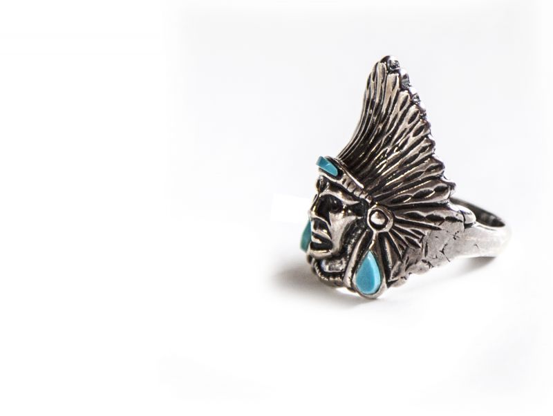 画像: ナバホ インディアンヘッド リング（スターリングシルバー・ターコイズ）/Navajo Sterling Silver Ring