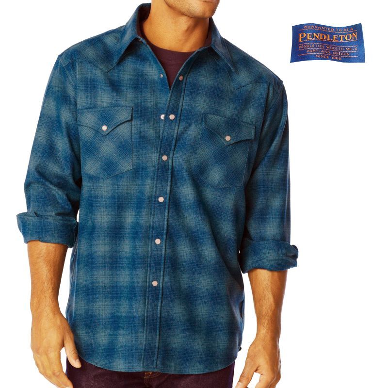 画像1: ペンドルトン ウエスタンシャツ（ターコイズオンブレ）M/Pendleton Western Shirt