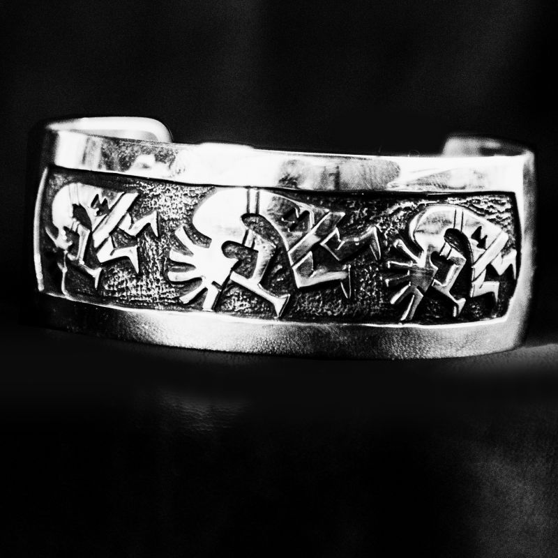 画像: ホピ オーバーレイ ブレスレット ココペリ/925 Silver Bracelet Hopi