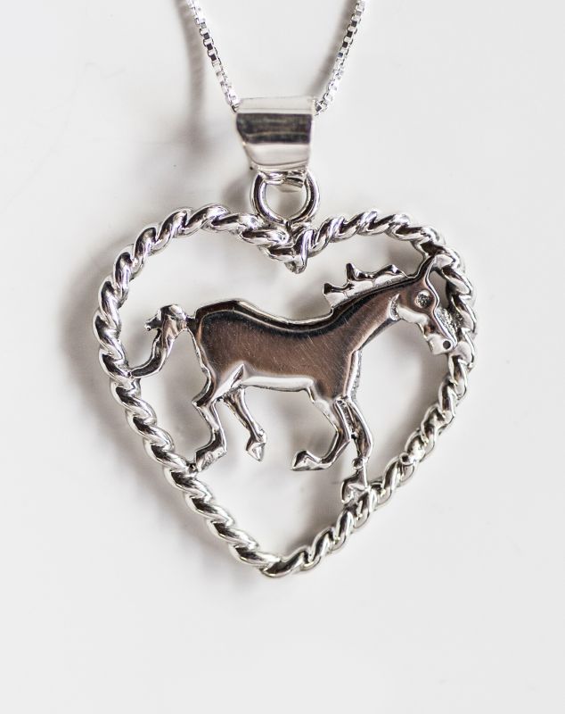 画像: スターリングシルバー ハート＆ホース ネックレス/Sterling Silver Horse Necklace