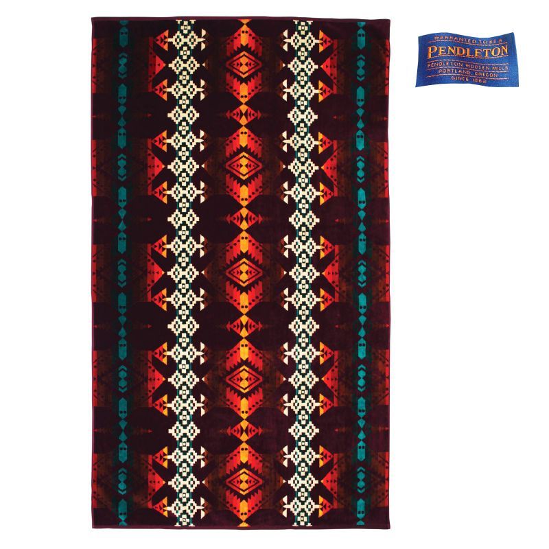 画像1: PENDLETON ペンドルトン ジャガードバスタオル/Pendleton Jerome Spa Towel(Maroon)