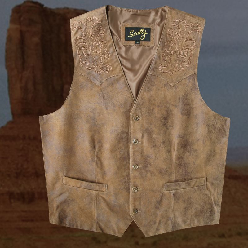 画像: スカリー ウエスタン レザー ベスト（ブラウン）ラージサイズ42・46/Scully Leather Vest