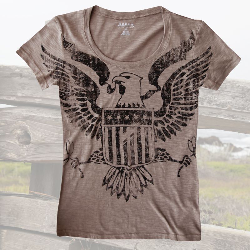 画像1: レディース ウエスタン Tシャツ アメリカンイーグル ブラウン（半袖）XS/Women's Western T-shirt