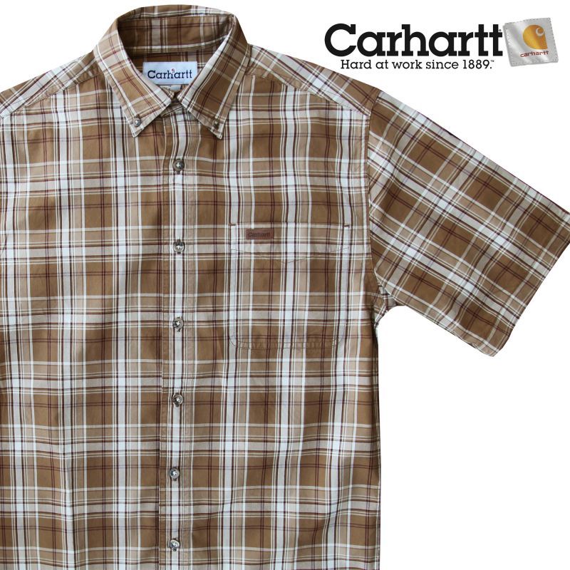 画像1: カーハート 半袖 シャツ（ブラウン）/Carhartt Plaid Shortsleeve Shirt(Brown)