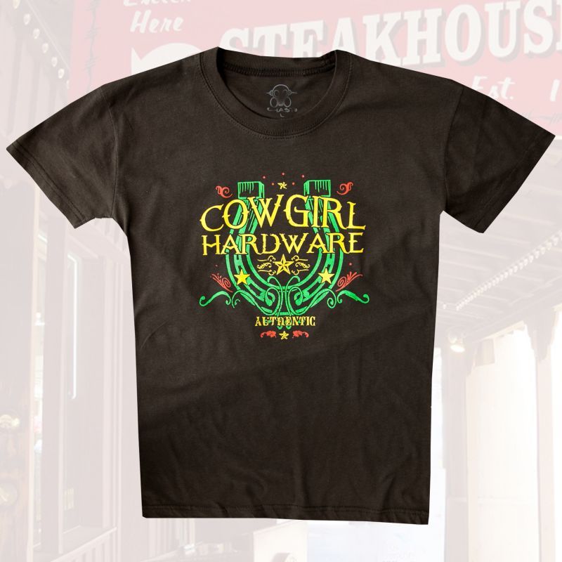 画像: レディース ウエスタン Tシャツ ラッキーホースシュー ブラウン（半袖）L/Women's Western T-shirt