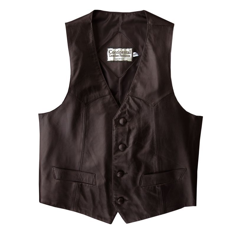 画像1: コンチネンタル レザー ウエスタン レザーベスト（エスプレッソ）/Continental Leather Fashions Western Leather Vest(Espresso)