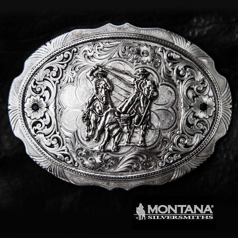 画像1: モンタナシルバースミス ウエスタン ベルト バックル チームローパー/Montana Silversmiths Belt Buckle