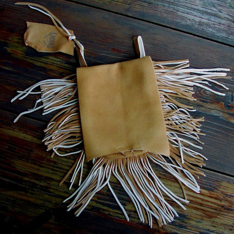 画像1: ディアスキン フリンジベルトポーチ（スモーク）/Deerskin Fringe Belt Pouch