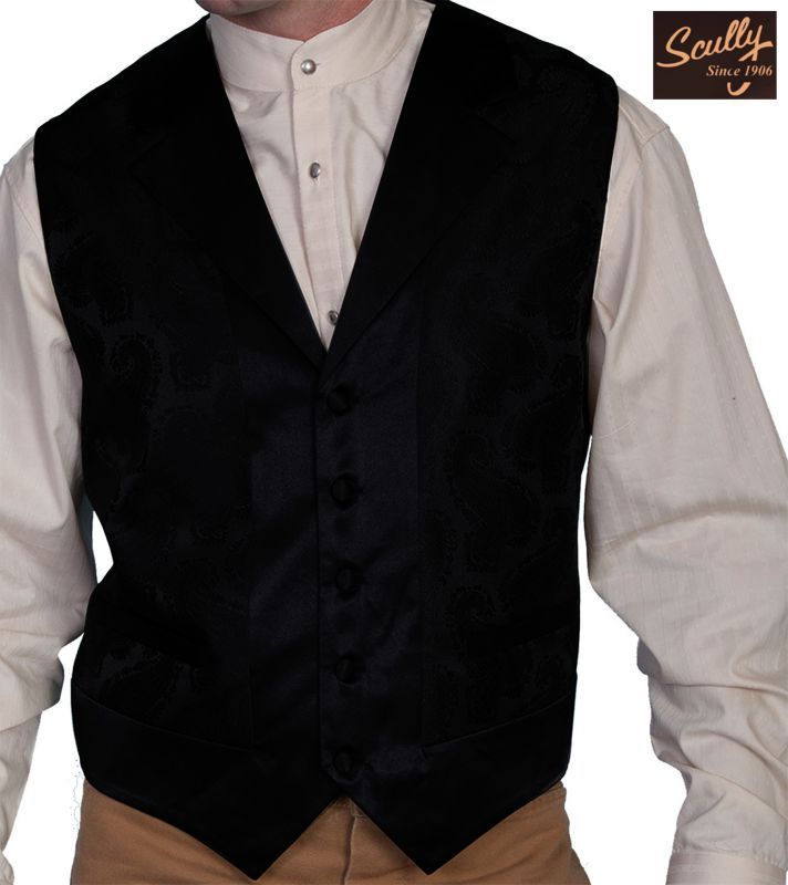 画像: スカリー オールドウエスト ベスト（ペイズリーブラック）/Scully Old West Paisley Vest (Black)