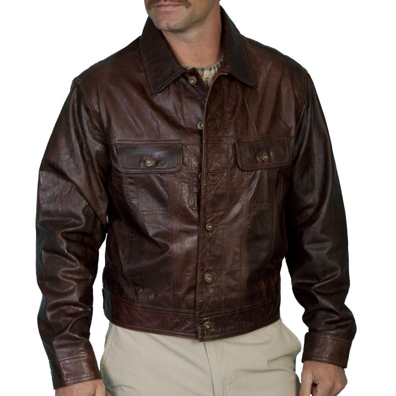 画像: スカリー ラムレザー ジージャンスタイル ジャケットL/Scully Lambskin Jean Jacket(Chestnut)