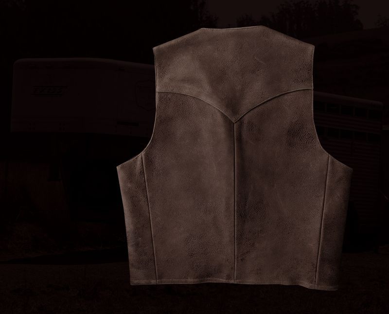 画像: スカリー ウエスタンヨーク ラムレザー ベスト（ブラウン）/Scully Leather Vest