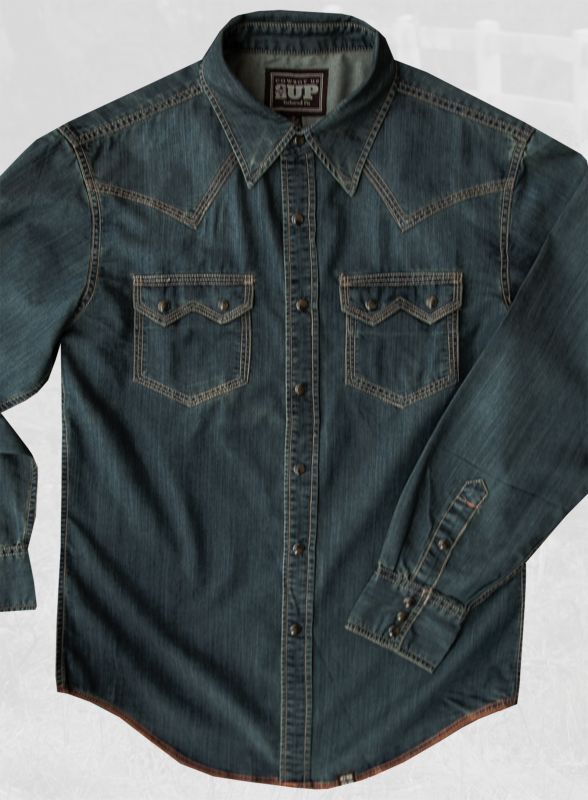 画像: ビンテージウォッシュ ウエスタン デニム シャツ（インディゴ）L/Western Denim Shirt