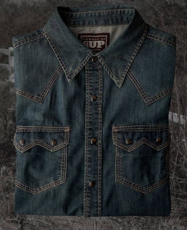 画像: ビンテージウォッシュ ウエスタン デニム シャツ（インディゴ）L/Western Denim Shirt