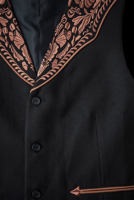画像2: スカリー ウエスタンヨーク フローラル刺繍 ベスト（ブラック）/Scully Floral Embroidery Vest (Black)