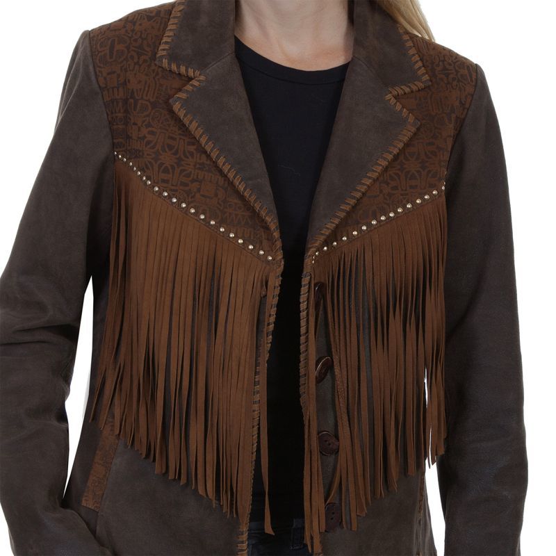 画像: スカリー レディース ラムスエード フリンジ レザー ジャケット（ブラウン）/Scully Lamb Suede Leather Fringe Jacket(Women's)