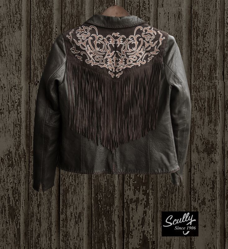 画像: スカリー レディース フリンジ 刺繍 レザー ジャケット（ブラウン）/Scully Leather Fringe Jacket(Women's)