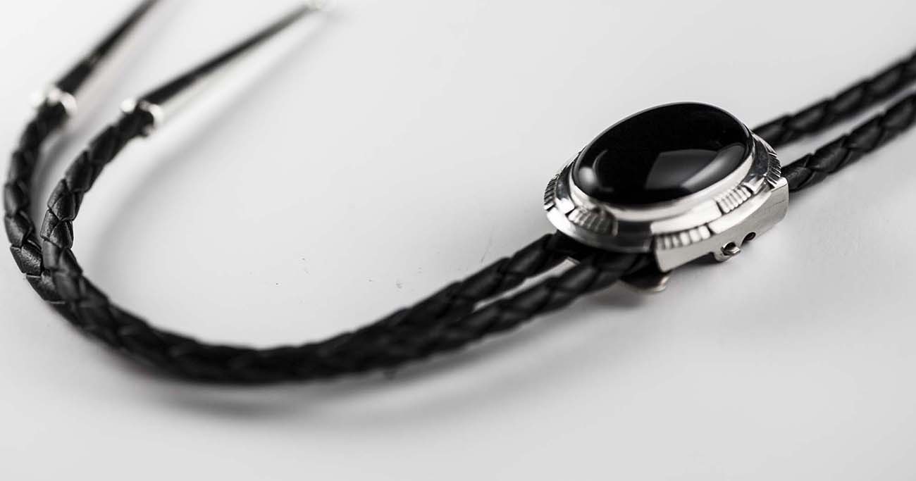 画像2: シルバー&オニキス ボロタイ ネイティブアメリカン ナバホ族 ハンドメイド/Navajo Sterling Silver Bolo Tie