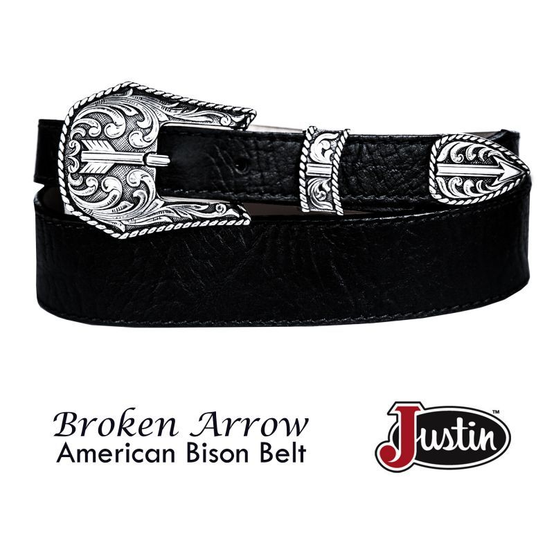 画像: ジャスティン ブロークン アロー バッファロー ベルト（ブラック）36/Justin Broken Arrow Amercan Bison Belt(Black)