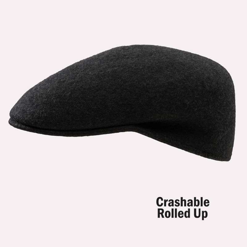 画像1: ハンチングキャップ・クラッシャブル&ロールアップ ウール カフリーハット（チャコール）/Cuffley Hat(Charcoal)