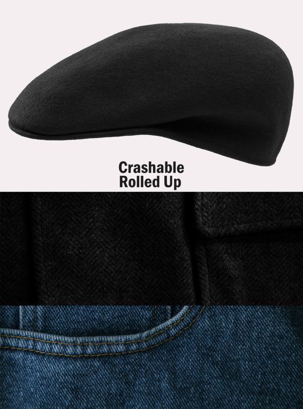 画像: ハンチングキャップ・クラッシャブル&ロールアップ ウール カフリーハット（ブラック）/Cuffley Hat(Black)